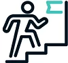 Un pictogramme d'un personnage qui monte les escaliers